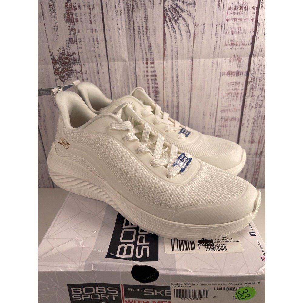 Skechers Bobs Squad Waves Still Wading Textile Women's White Trainers EUC 10